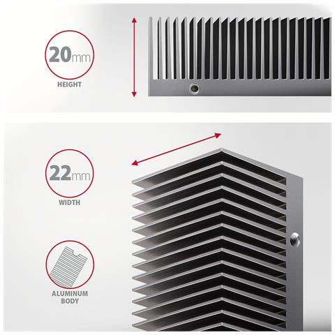 CLR-M2XT M. 2 SSD Passivkühler Aluminium - 2280 M. 2 NVMe SSD, Unità allo stato solido Dissipatore di calore /Radiatore Nero, Grigio 1 pz - Foto 2