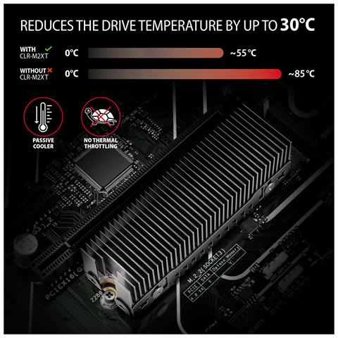CLR-M2XT M. 2 SSD Passivkühler Aluminium - 2280 M. 2 NVMe SSD, Unità allo stato solido Dissipatore di calore /Radiatore Nero, Grigio 1 pz - Foto 6