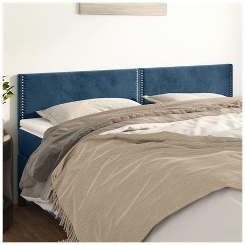 Testiera 2 Pz Blu Scuro 90x5x78/88 Cm In Velluto - Foto 1