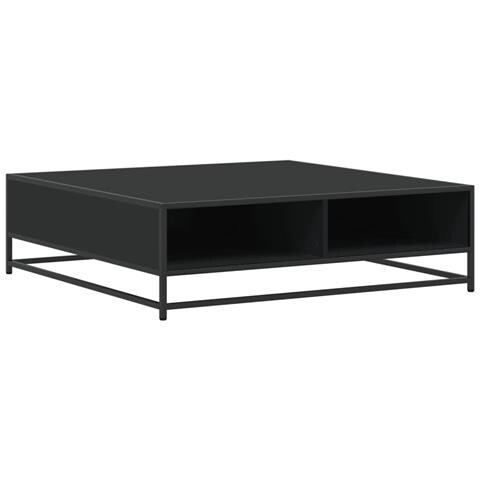 Tavolino Nero 100x100x30 Cm Legno In Truciolato E Metallo - Foto 2