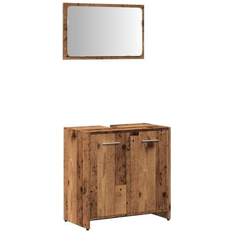 Mobile Da Bagno Con Specchio In Legno Antico Legno Multistrato - Foto 2
