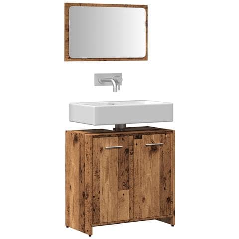 Mobile Da Bagno Con Specchio In Legno Antico Legno Multistrato - Foto 1