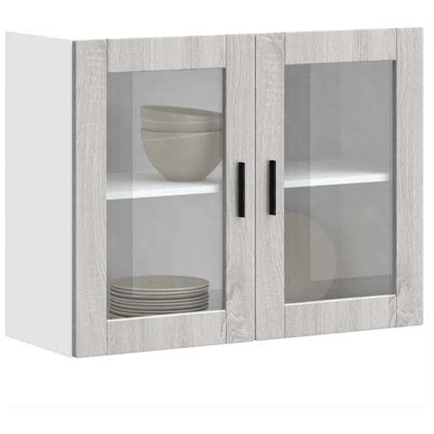 Pensile Da Cucina Con Porta In Vetro Porto Grigio Sonoma - Foto 1