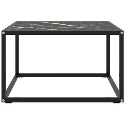 Tavolino Da Salotto Nero Con Vetro Marmo Nero 60x60x35 Cm - Foto 1