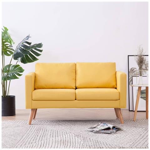 Divano A 2 Posti In Tessuto Giallo - Foto 8