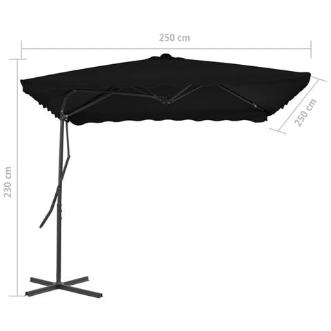 Ombrellone Con Palo In Acciaio Nero 250x250x230 Cm - Foto 6