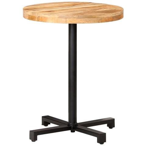 Tavolino Da Bistrot Rotondo Ø60x75 Cm In Legno Di Mango Grezzo - Foto 2