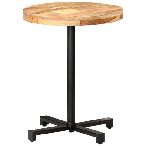 Tavolino Da Bistrot Rotondo Ø60x75 Cm In Legno Di Mango Grezzo - Foto 8