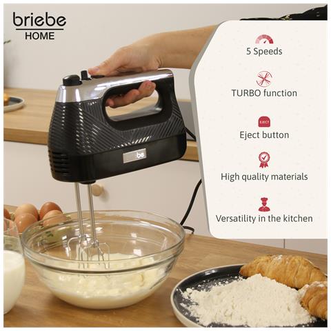 Hm1174blk Elegance Sbattitore Eletricoimpastatrice Per Pasticceria, 5 Velocità + Turbo 400w Nero - Foto 2