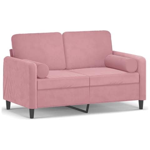 Divano a 2 Posti con Cuscini Rosa 120 cm in Velluto - Foto 1