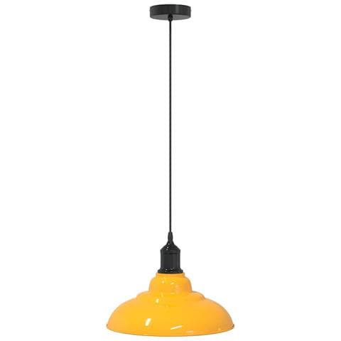 Lampada Sospensione Regolabile E27 Giallo Lucido Ø31 cm Metallo - Foto 1