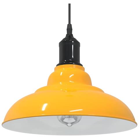 Lampada Sospensione Regolabile E27 Giallo Lucido Ø31 cm Metallo - Foto 2