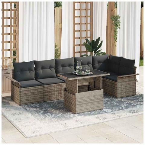 Set Divani Giardino con Cuscini Grigio Polyrattan - Foto 2