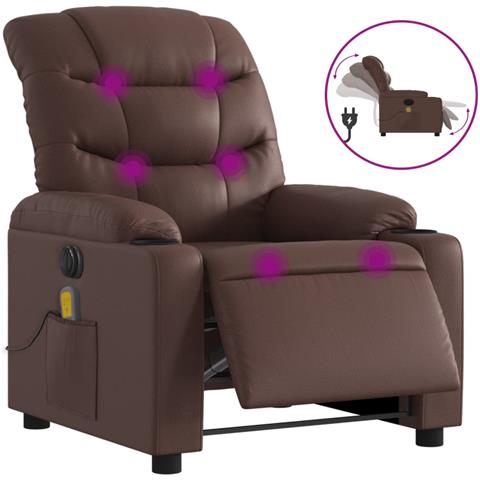 Poltrona Massaggiante Elettrica Marrone in Similpelle - Foto 1
