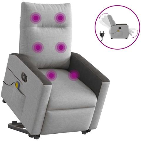 Poltrona Alzapersona Massaggi Elettrica Grigio Nuvola Tessuto - Foto 1