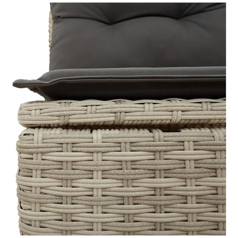 Set Divano da Giardino 4pz con Cuscini Grigio Chiaro Polyrattan - Foto 9