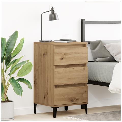 Comodino in Rovere Artigianale 40x35x70 cm in Legno Ingegnerizzato - Foto 2