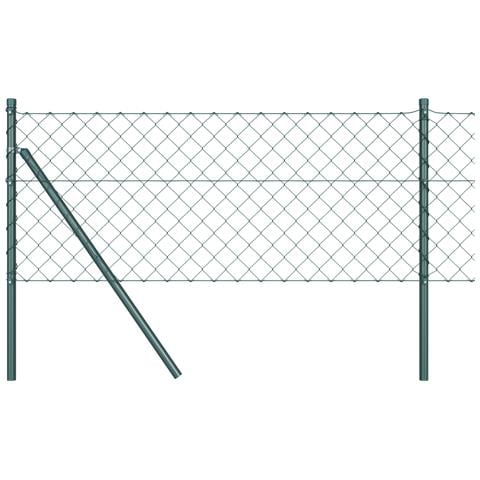 Recinzione a Maglie Metalliche con 7 Posti 0.6x10 m Acciaio Zincato Verde - Foto 1