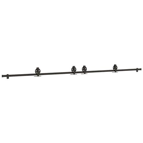 Kit di Binari per Porte Scorrevoli 366 cm Acciaio Nero - Foto 1
