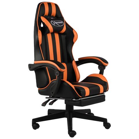 Lusso Casadino - Sedia Da Gaming Con Poggiapiedi Nero E Arancione In Similpelle - Foto 2