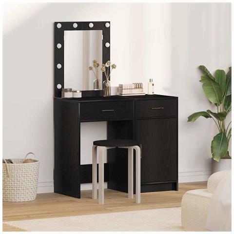 Tavolo da Trucco 2 pcs Nero 50 x 41 x 135 cm Legno multistrato - Foto 2