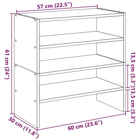 Scarpiere 2 pz Impilabili in Rovere Nero 60x30x30,5 cm - Foto 9