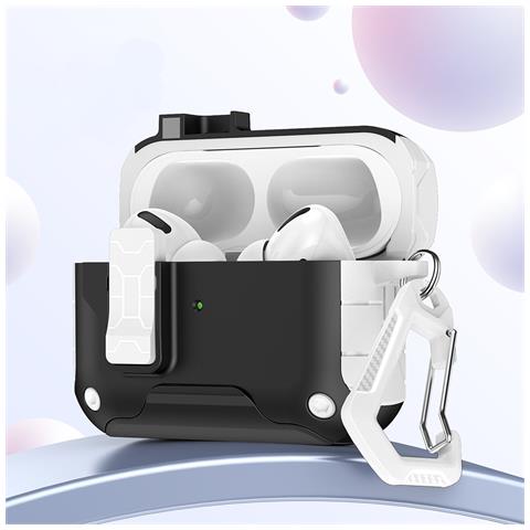 Custodia Protettiva Per Auricolari Bluetooth Compatibile Con Airpods Pro/pro 2 Con Chiusura Magnetica E Supporto Per Telefono White+black - Foto 3