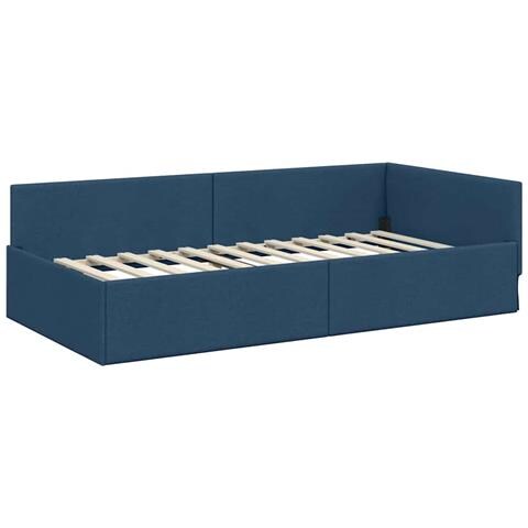 Cornice del letto ad angolo con testiera Blu 90 x 200 cm - Foto 1