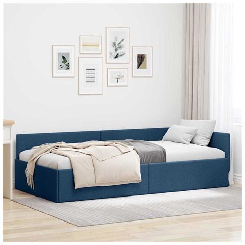 Cornice del letto ad angolo con testiera Blu 90 x 200 cm - Foto 2
