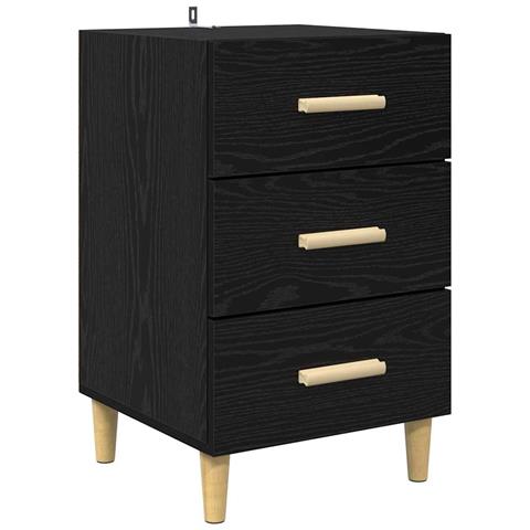 Armadio da Notte Rovere nero 40 x 40 x 66 cm Legno multistrato - Foto 1