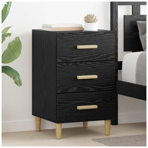 Armadio da Notte Rovere nero 40 x 40 x 66 cm Legno multistrato - Foto 2