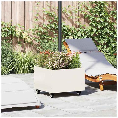 Base per Parasol con Vaso Bianco 45 x 45 x 45 cm Acciaio - Foto 2