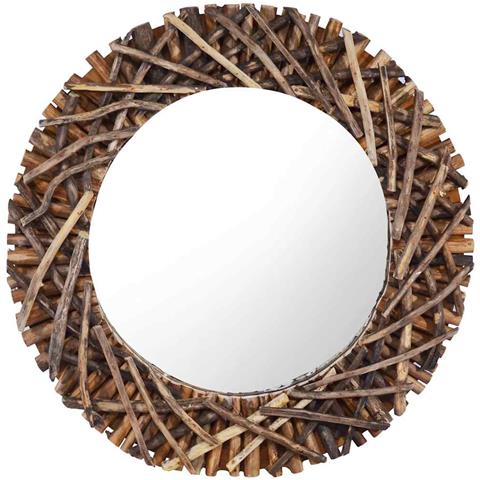 Specchio Da Parete 60 Cm In Legno Di Teak Rotondo - Foto 2