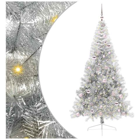 Albero di Natale artificiale con luci integrate Argento 210 cm - Foto 1