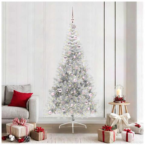 Albero di Natale artificiale con luci integrate Argento 210 cm - Foto 2