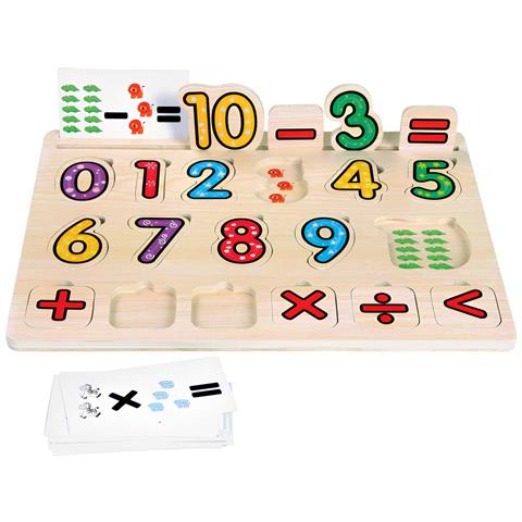 Puzzle Educativo In Legno Con Equazioni Per Bambini 30×22 Cm, Multicolore - Foto 1