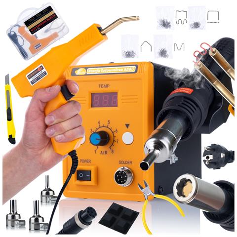 Stazione Saldante Hot-air 858d Con Set Zszywacz Per Plastica - Potenza 700w, 3 Ugelli, 200 Zszywki, Sicurezza Avanzata - Foto 1