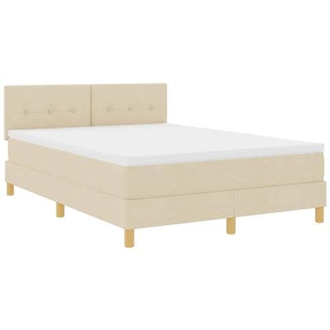 Letto a Sorgente LED con materasso Crema 140 x 190 cm Tessuto - Foto 1