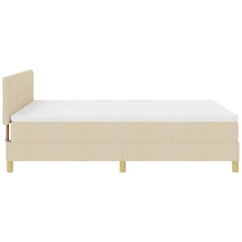 Letto a Sorgente LED con materasso Crema 140 x 190 cm Tessuto - Foto 9