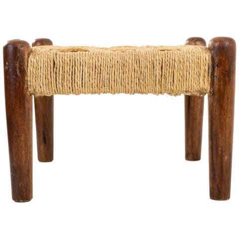 Sgabello In Legno E Corda Marrone Naturale 39x39x27h - Foto 2