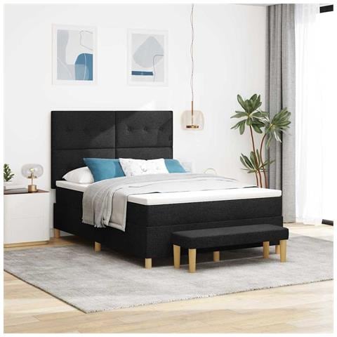 Letto a molle con materasso Nero 140 x 190 cm Tessuto - Foto 2