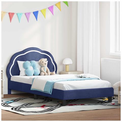 Struttura letto bambini con testata Blu Polizia 90 x 190 cm - Foto 2