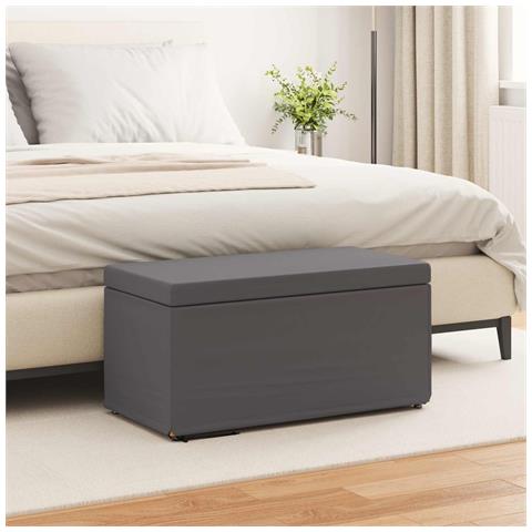 Pouf Grigio Pelle Sintetica e Legno Ingegnerizzato - Foto 2