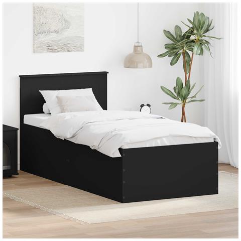 Struttura del letto Nero 75 x 190 cm Legno multistrato - Foto 2