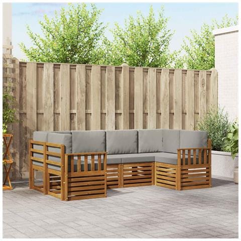 Set divani con cuscino 6 pcs Grigio Naturale e Chiaro - Foto 2