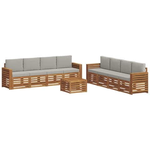 Set divani con cuscino 9 pcs Grigio Naturale e Chiaro - Foto 1