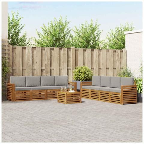 Set divani con cuscino 9 pcs Grigio Naturale e Chiaro - Foto 2