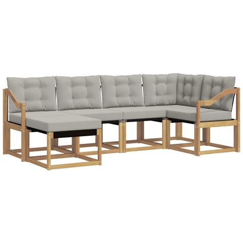 Set di divani da esterno 6 pcs Bianco e Grigio Chiaro - Foto 1