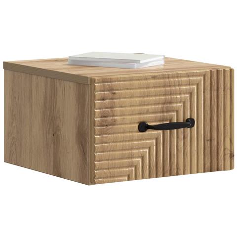 Mobiletto da notte a muro con cassetto 2 pcs Rovere Artigianale - Foto 2