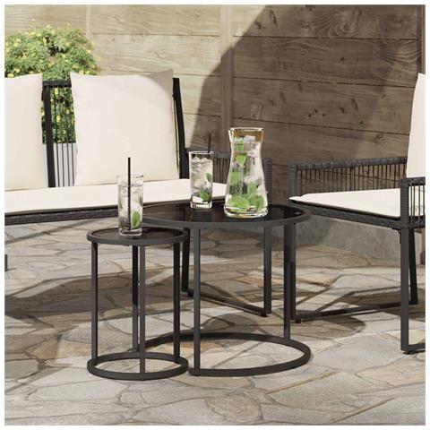 Set di Tavolini da Caffè 2 pcs 55 x 55 x 45 cm acciaio - Foto 2